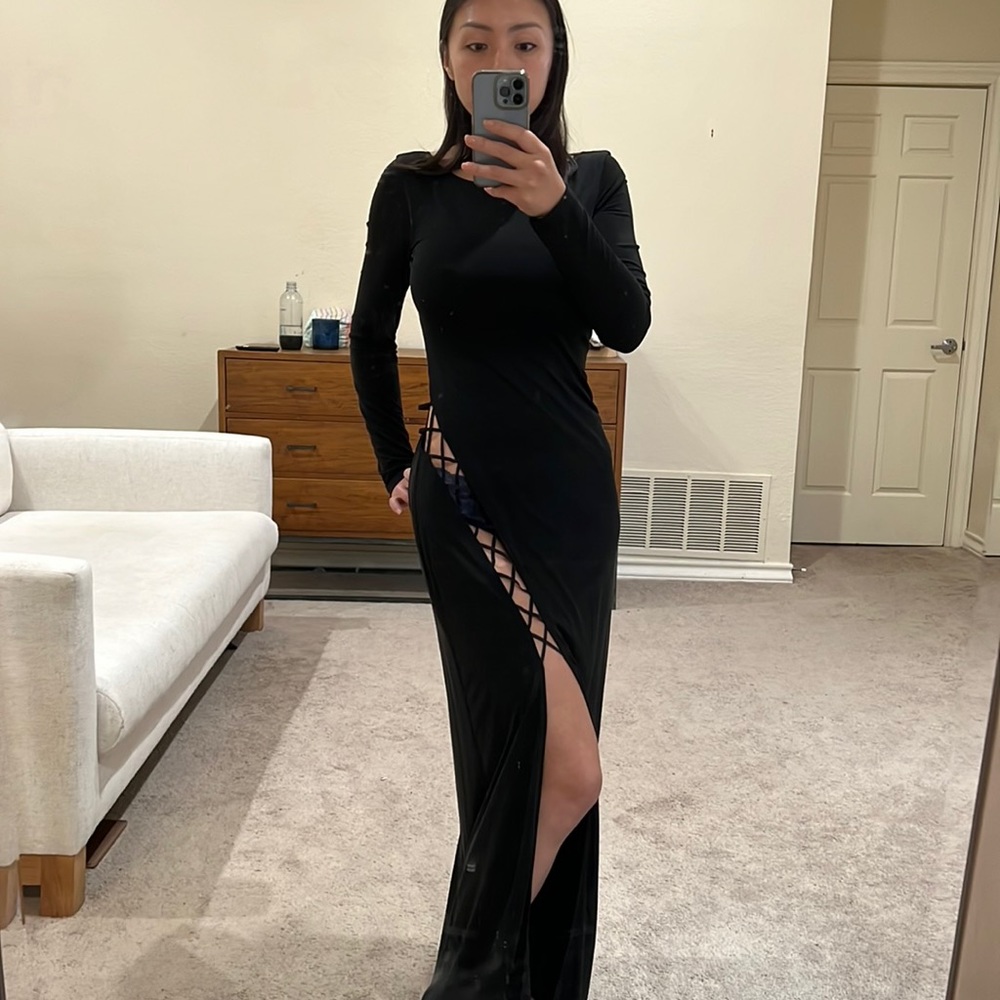 The Jetsetter Diaries Black Long Maxi Dress with High Slit Detail